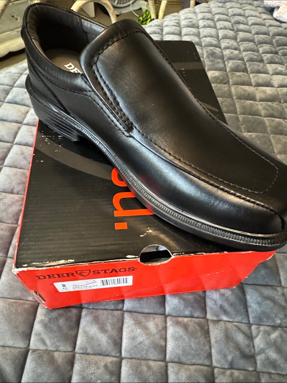 Deer Stags Black Slip-On Leather Loafers